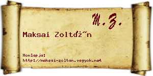 Maksai Zoltán névjegykártya